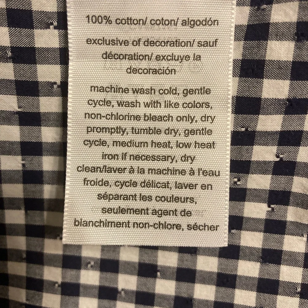 Tommy Hilfiger Navy/white check blouse size Medium - Picture 7 of 7